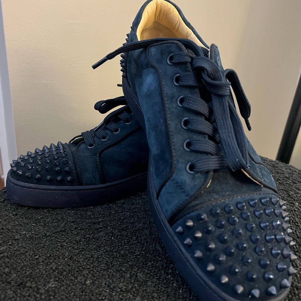 Christian Louboutin Blue Studded Sneakers